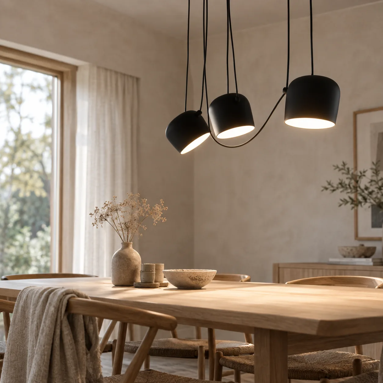 Nattvik zwarte aluminium hanglamp met meerdere lichtpunten