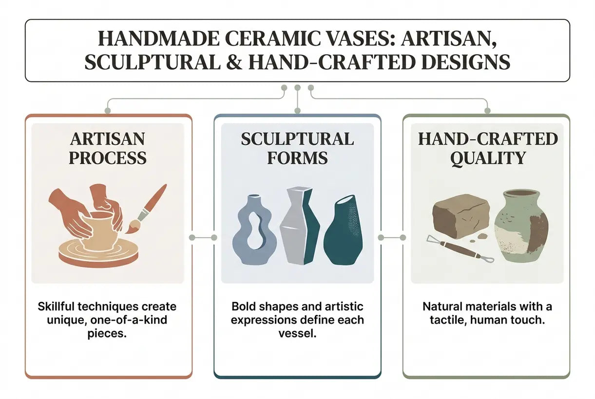 Handmade Ceramic Vases: Artisan, Sculptural & Hand-Crafted Designs - infographic