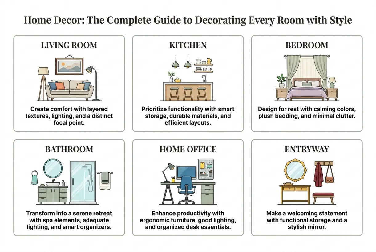 Home Decor: The Complete Guide to Decorating Every Room with Style - infographic