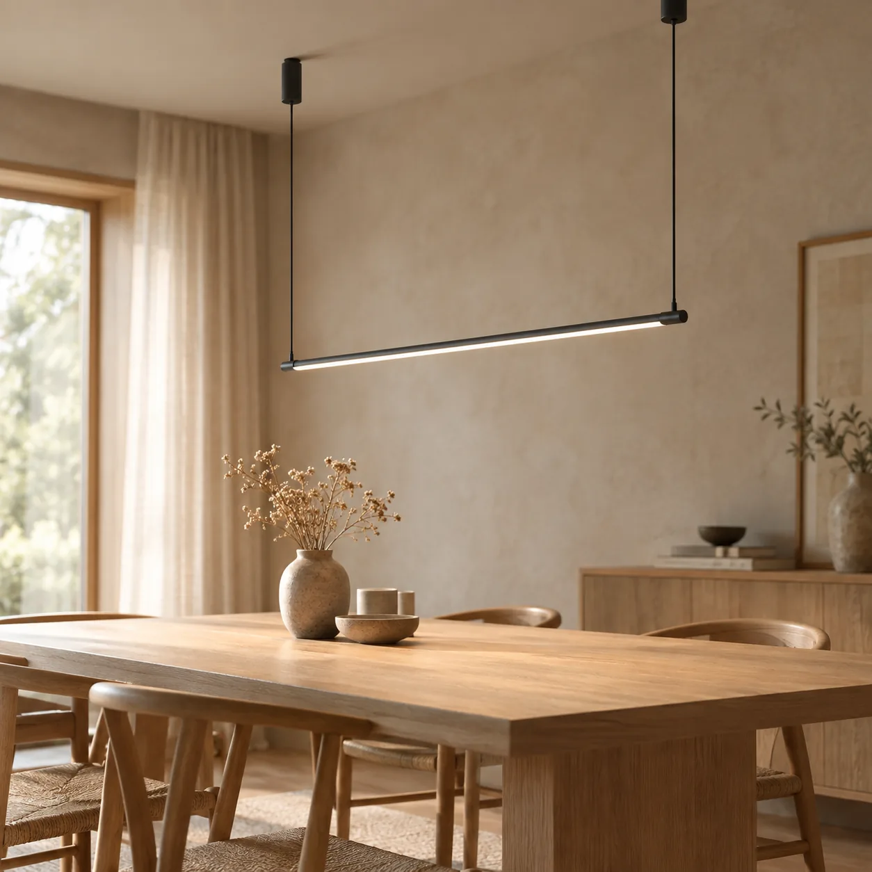 Rekke Aluminium Lineaire LED Hanglamp Zwart