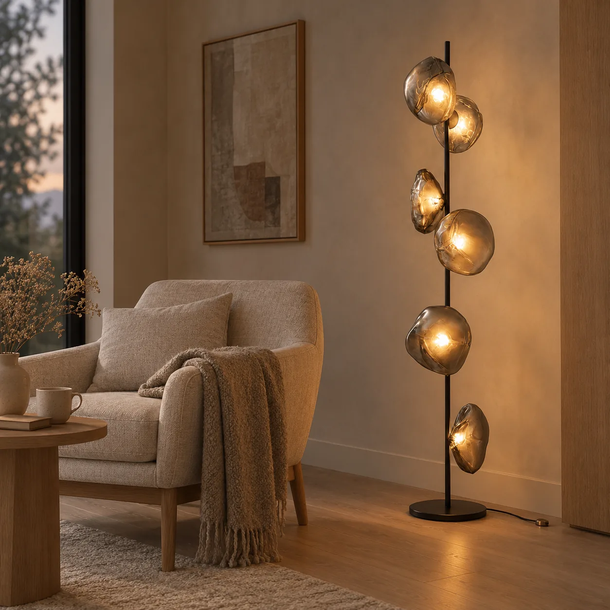 Glovar Sculpturale Glazen Vloerlamp voor Woonkamer