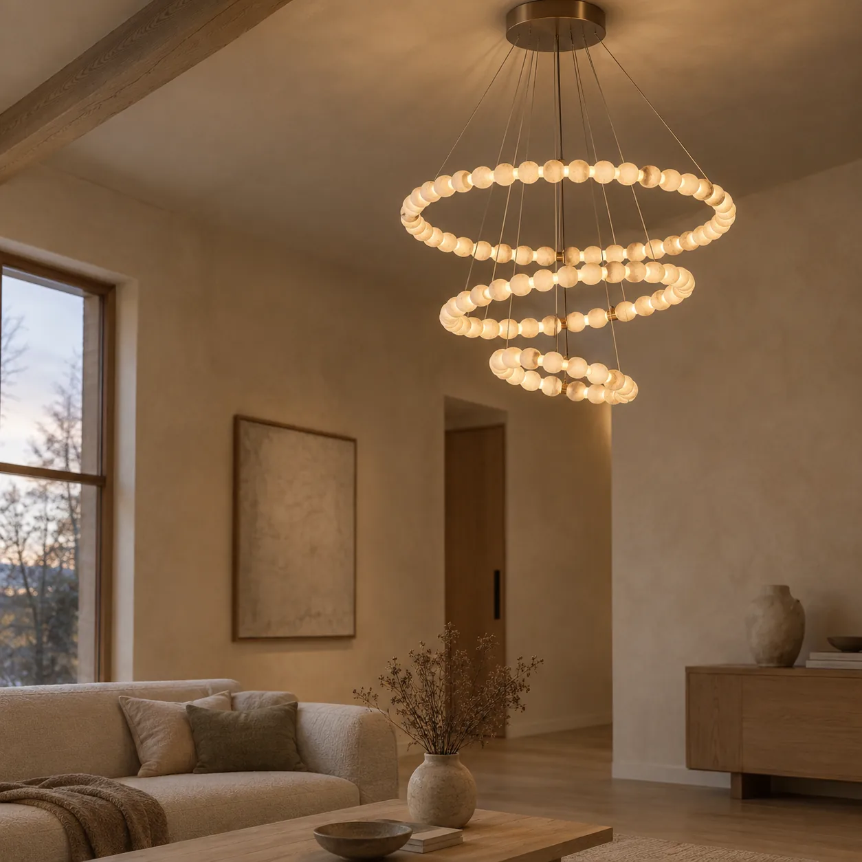 Marglød Sculpturale Marmeren Bol LED Kroonluchter