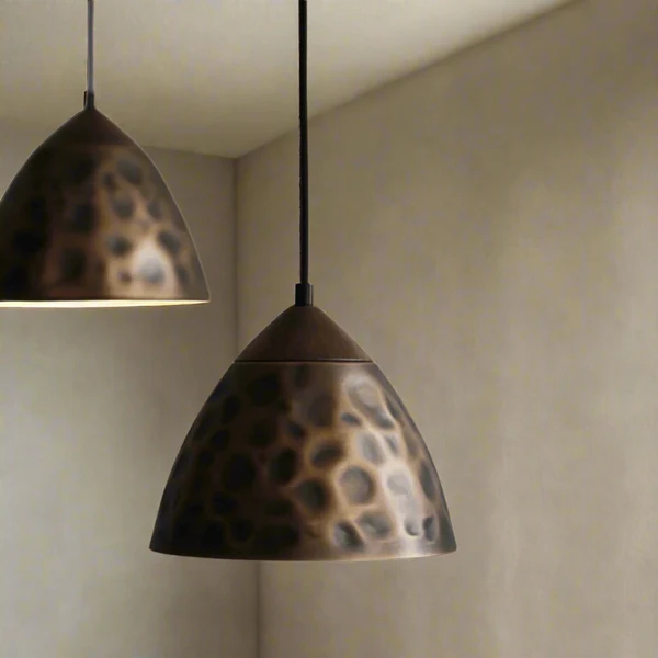 Kobbra Koperen Hanglamp met Walnoot Detail