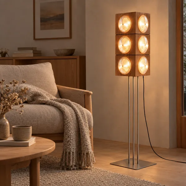 Stavra massief houten architectonische LED-vloerlamp