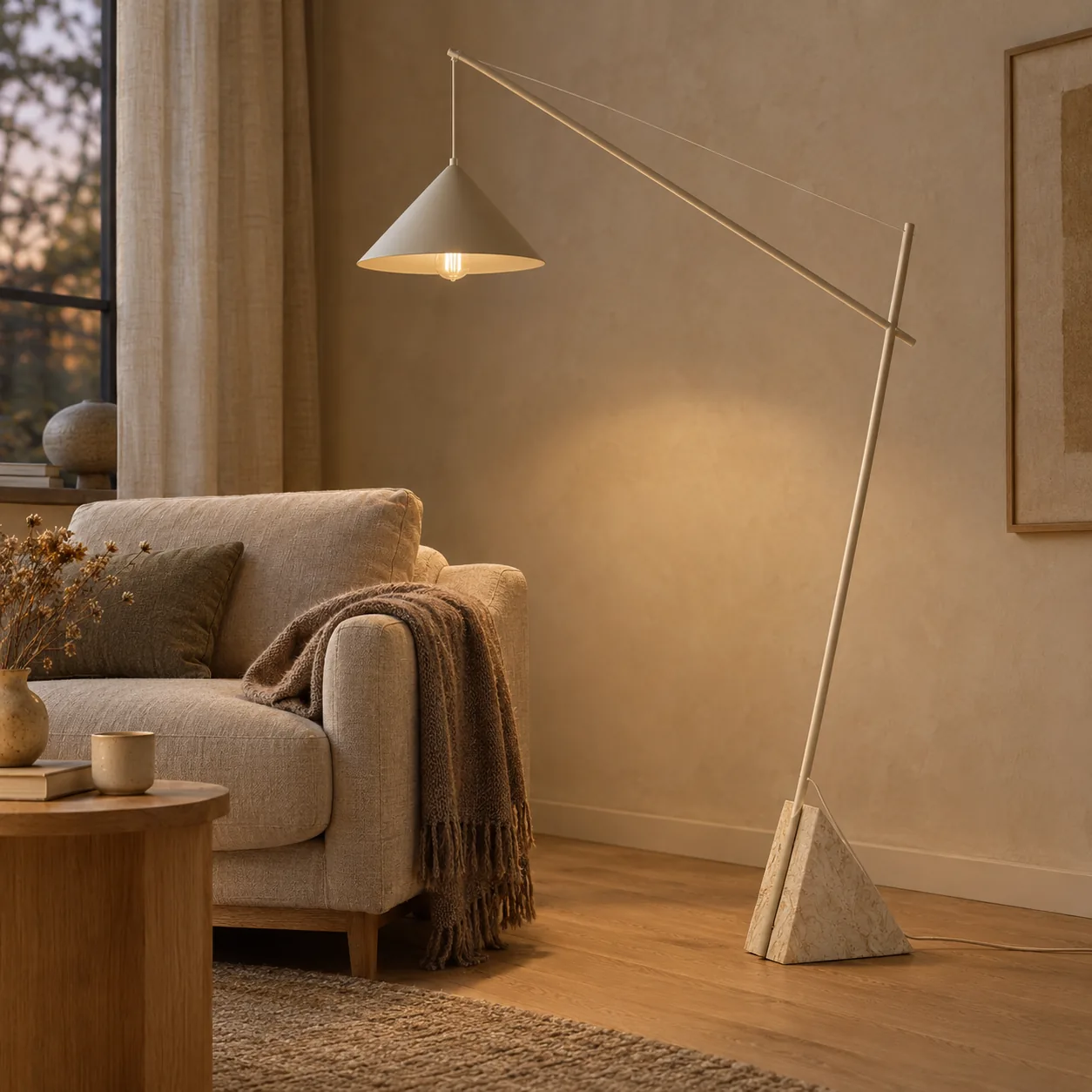 Solvei Moderne Boogvloerlamp met Stenen Voet
