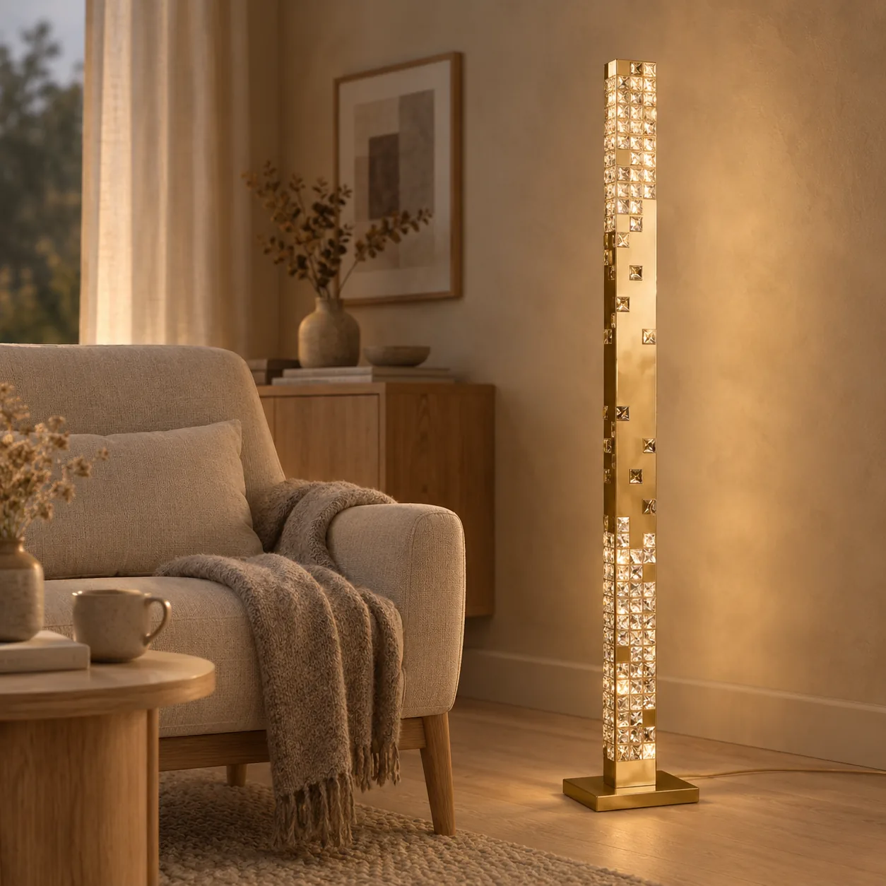 Glodra Crystal Tower Vloerlamp met LED-licht