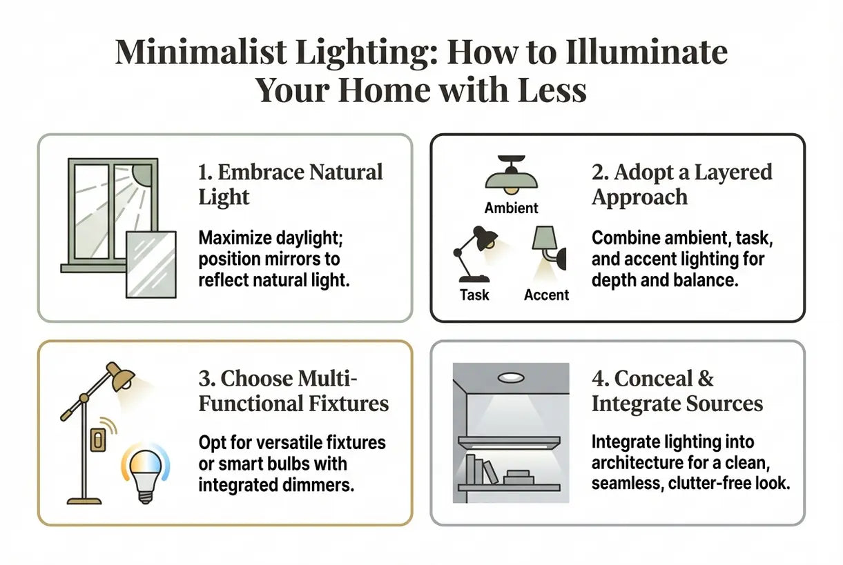 Minimalistische verlichting: zo verlicht je je huis met minder - infographic