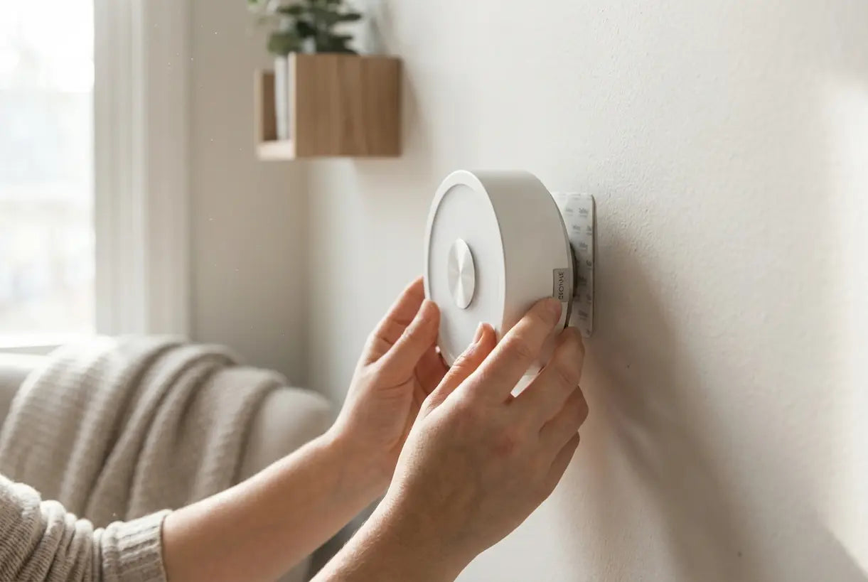 Handen installeren magnetische huurvriendelijke wandlamp zonder boren