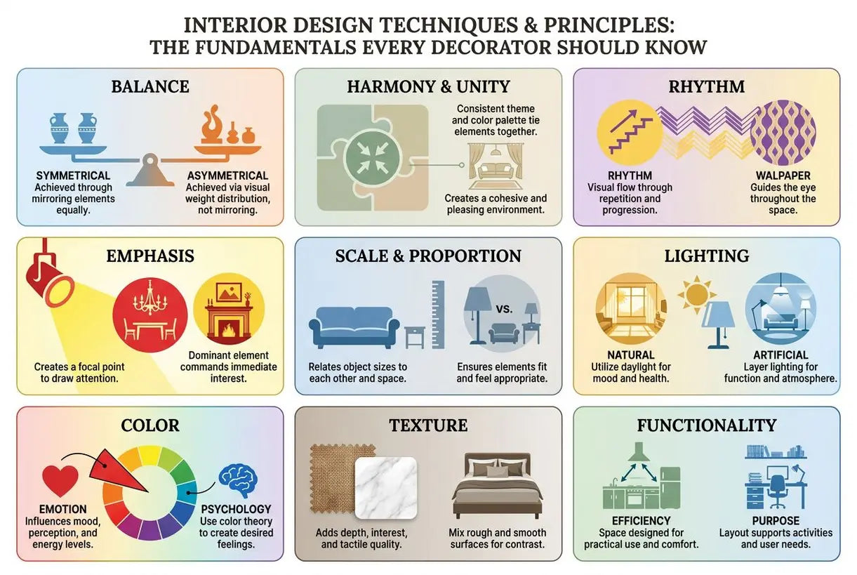 Interior Design Techniques & Principles: The Fundamentals Every Decorator Should Know - infographic