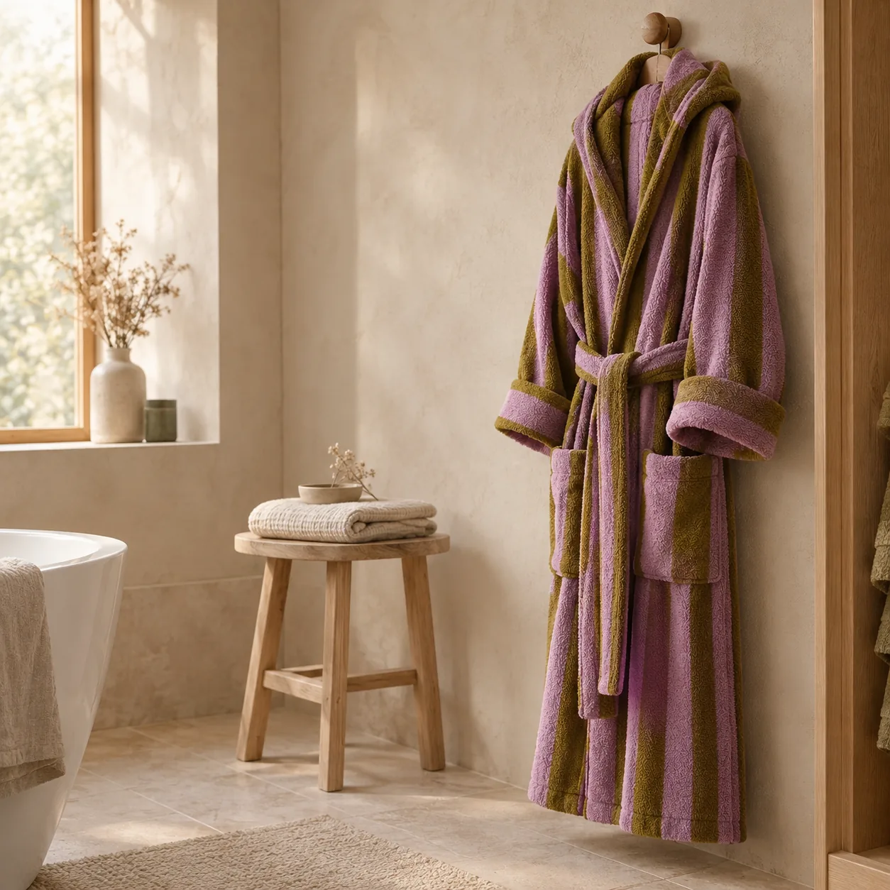 Randvik Bademantel aus 100 % Bio-Baumwoll-Jacquard