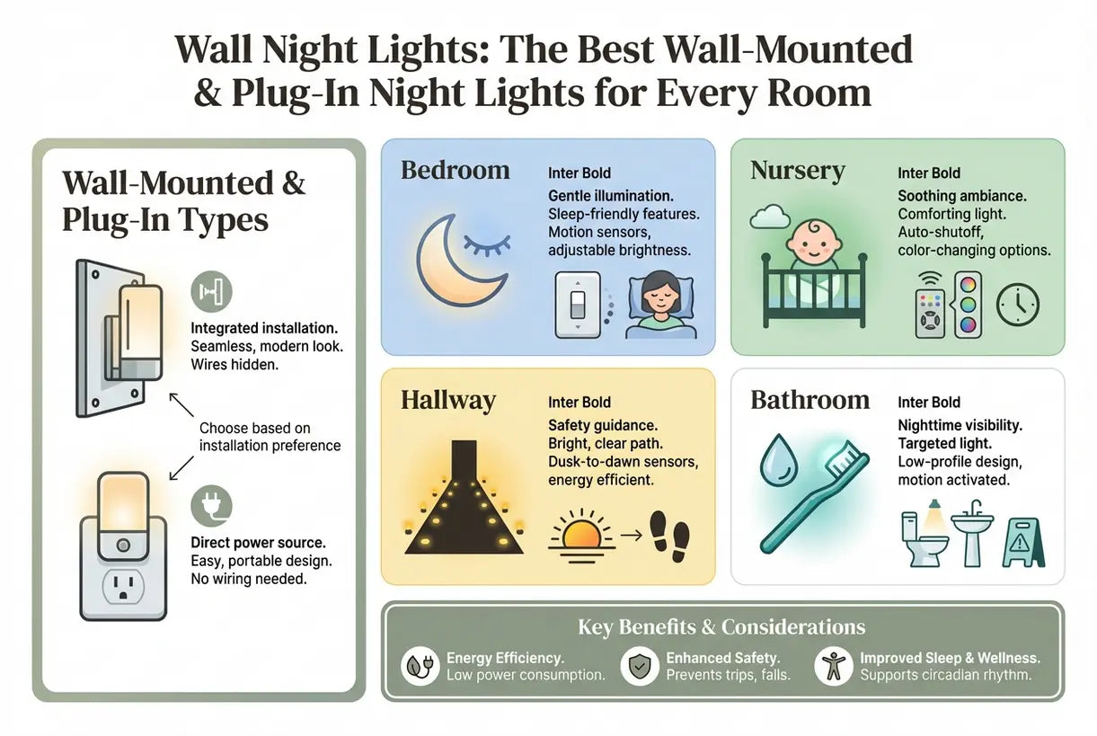 Wandnachtlampjes: De beste wandgemonteerde en stekkerklare nachtlampjes voor elke kamer - infographic