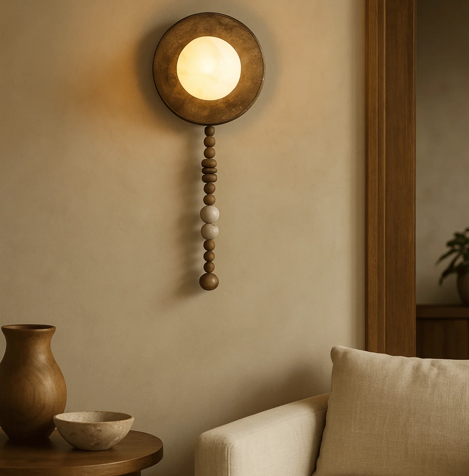 Marble Wood Wall Sconce - Retro Art Deco LED Light, 3-Color Adjustable, Fixtures, Marved