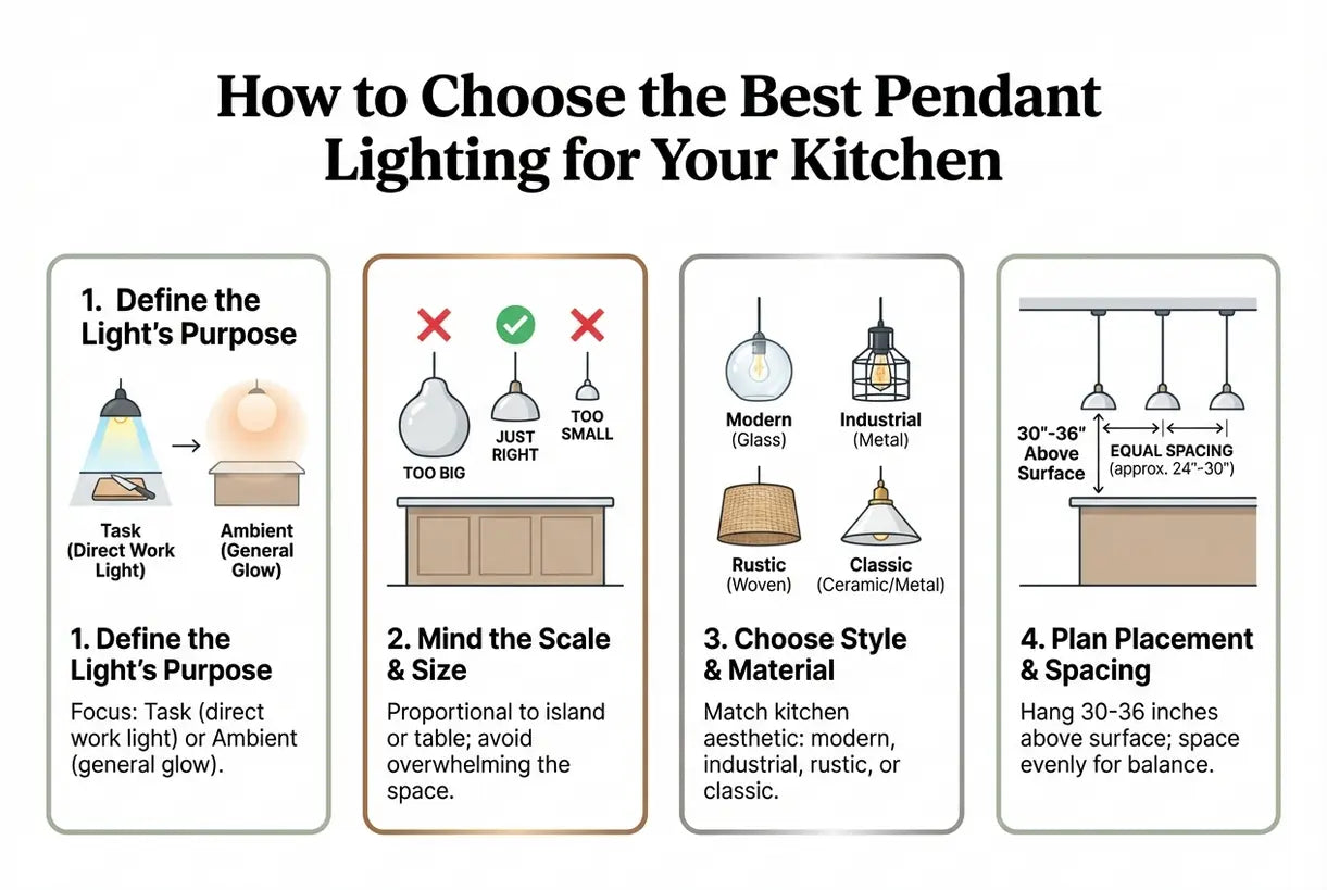 How to Choose the Best Pendant Lighting for Your Kitchen - infographic