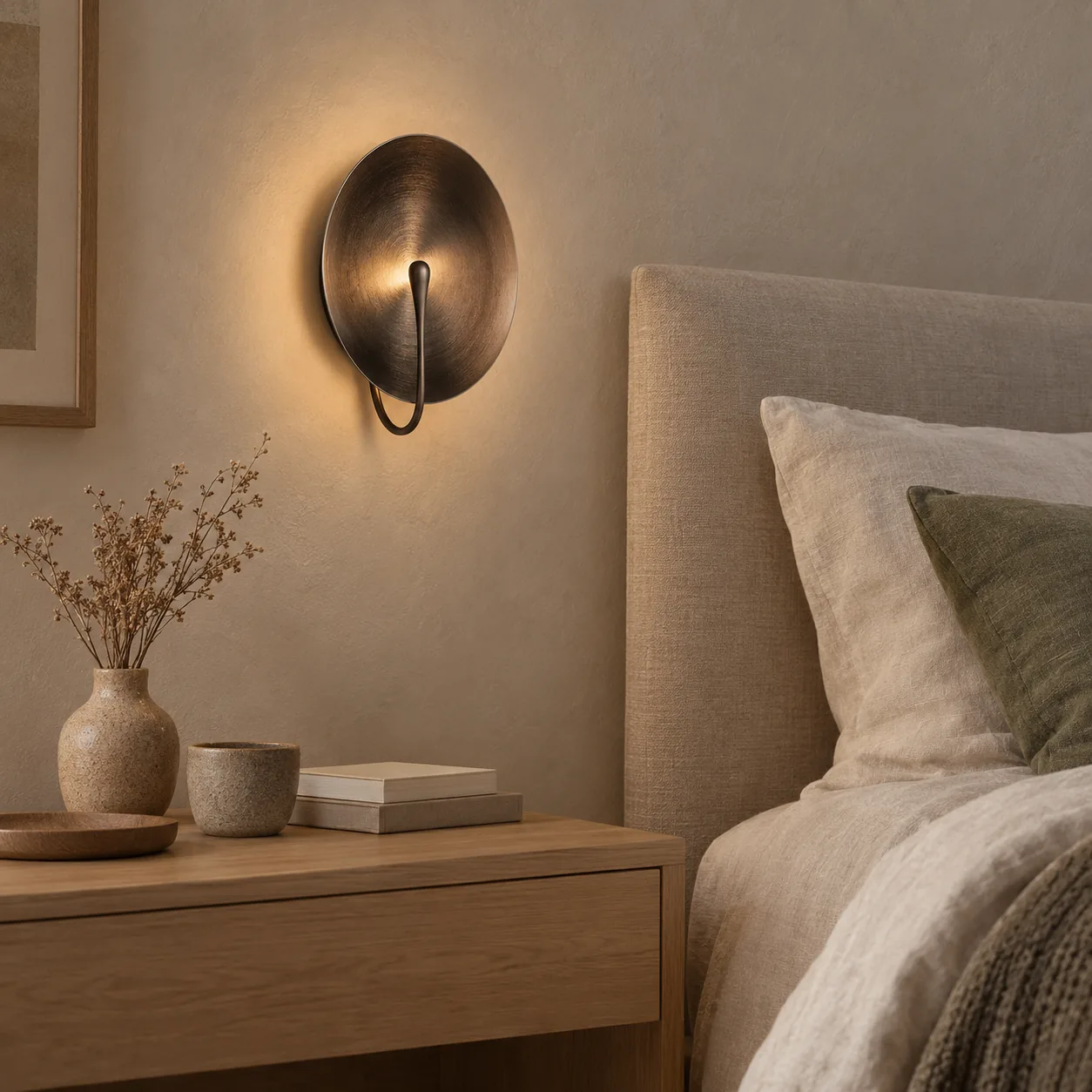 Manglo moderne roestvrijstalen schijfvormige wandlamp