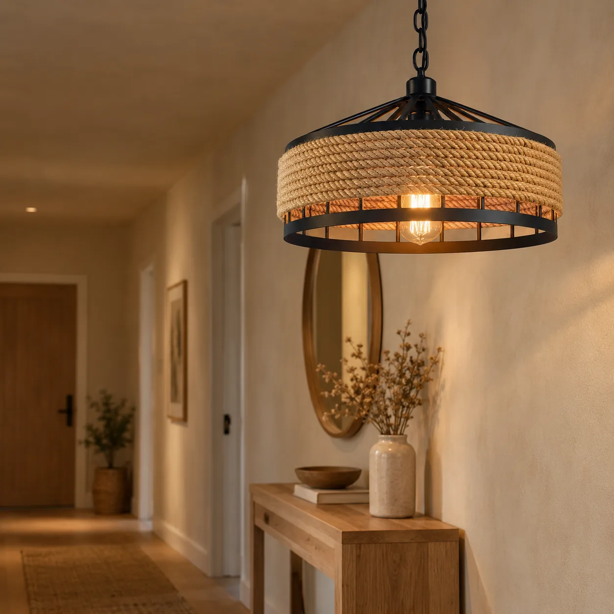 Fletta rustieke handgeweven hennep touw hanglamp