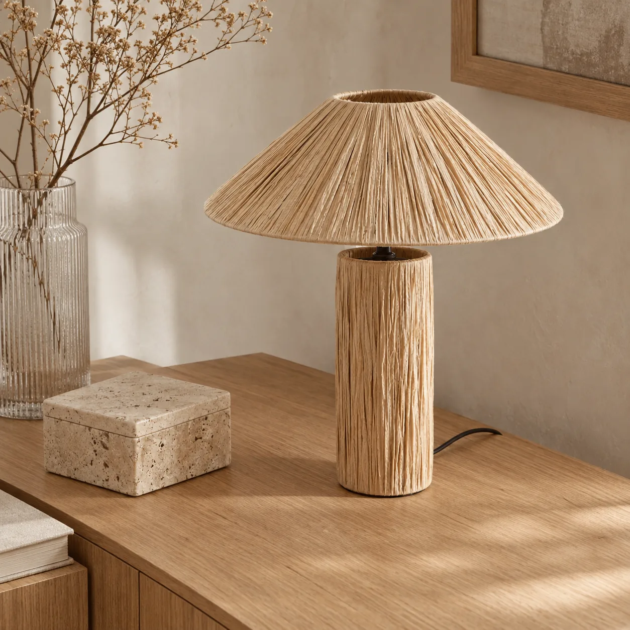 Fletta Handgeweven Raffia Wabi-Sabi Tafellamp