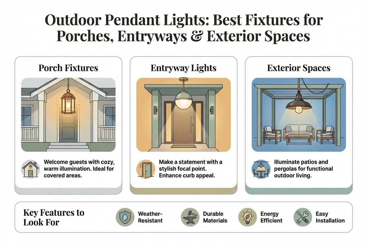 Buiten Hanglampen: Beste armaturen voor veranda's, entrees en buitenruimtes - infographic