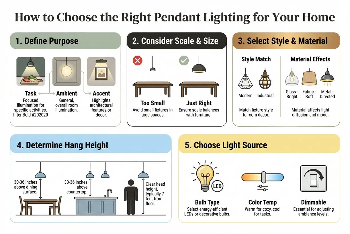 How to Choose the Right Pendant Lighting for Your Home - infographic