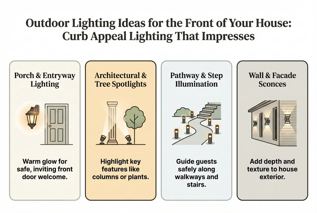 Ideeën voor verlichting aan de voorkant van je huis: buitenverlichting die indruk maakt - infographic