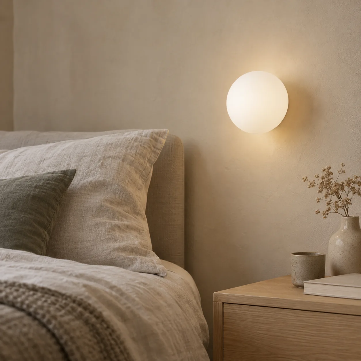 Glodra Scandinavische Wandlamp met Frosted Glazen Bol