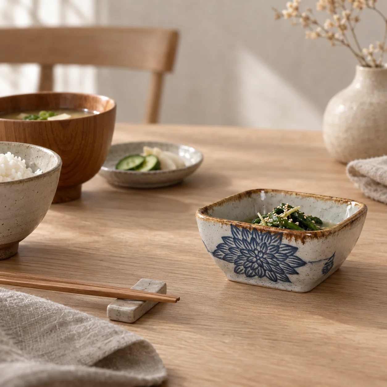 Fattil Japanse Keramische Vierkante Sausschaaltjes Set