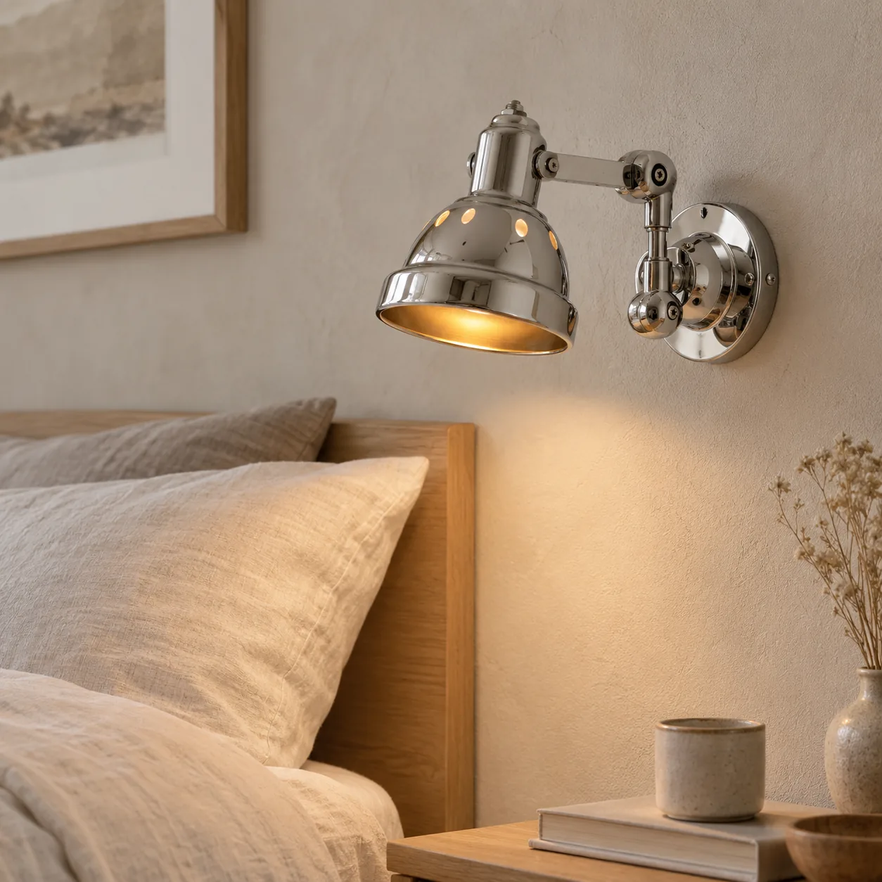 Skjold zilveren verstelbare industriële wandlamp