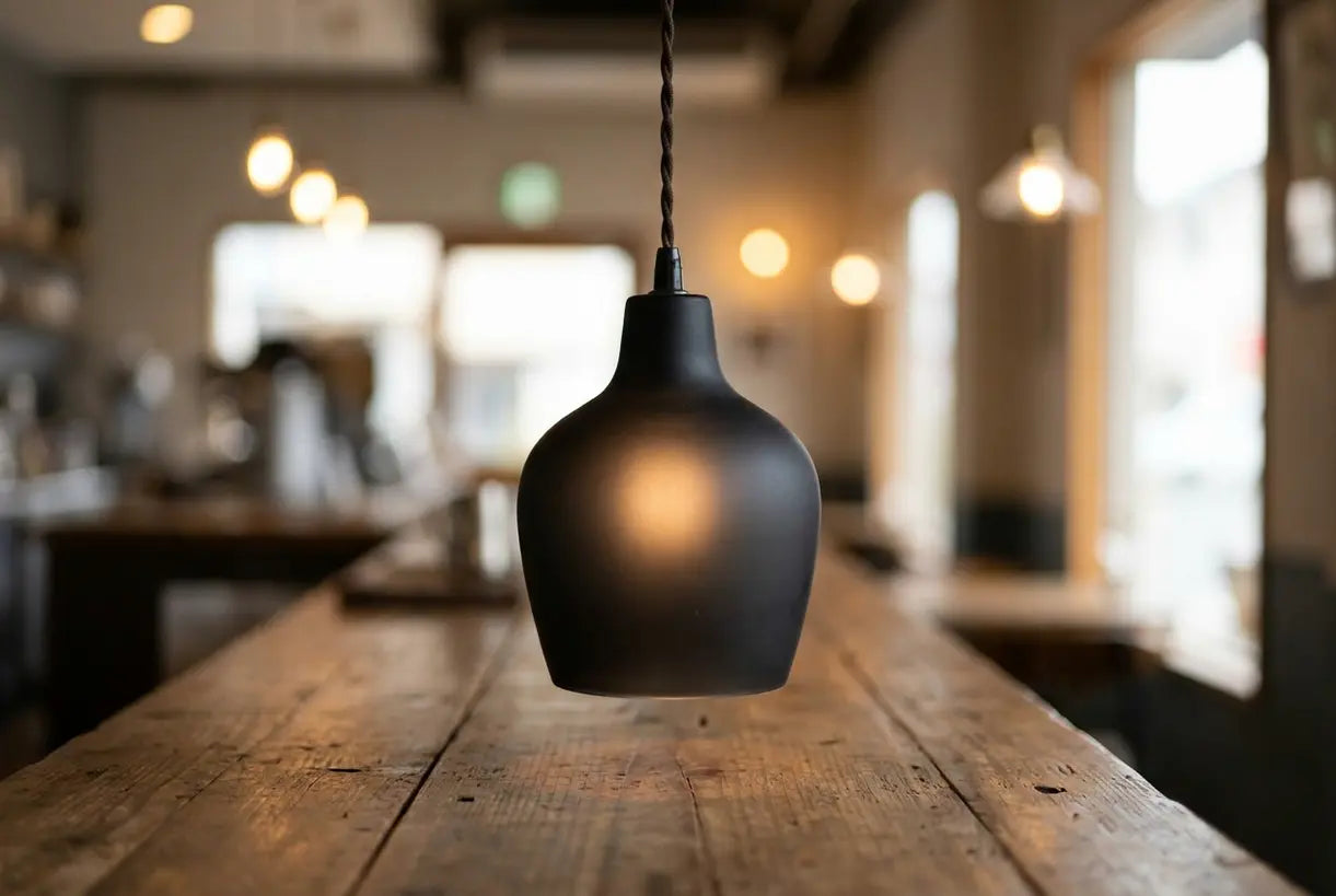 Matte black glass pendant detail