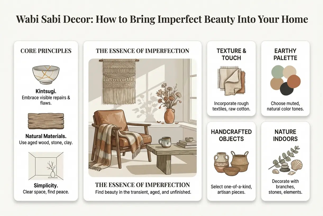 Wabi Sabi Decor: How to Bring Imperfect Beauty Into Your Home - infographic