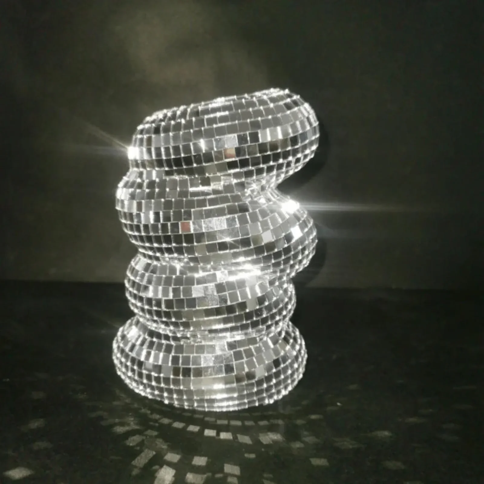 Silver Disco Ball Glass Vase for Modern Home Decor, Vases, Glansa Reflective Flower
