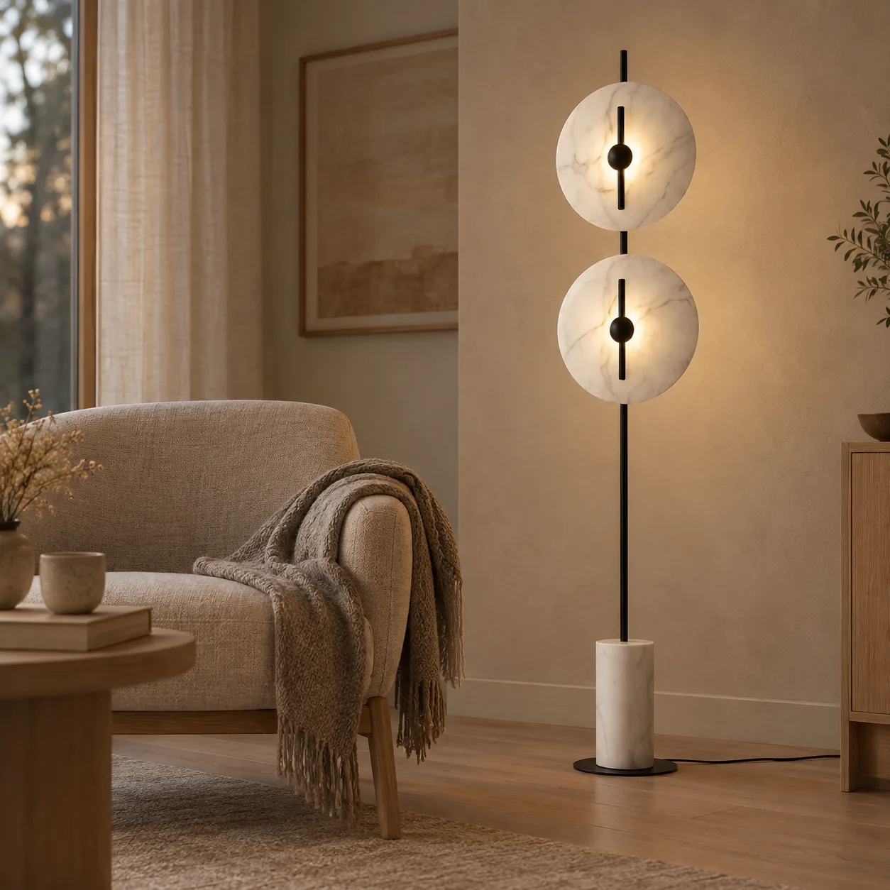 Stava Sculpturale Marmeren Vloerlamp met Voet 170 cm