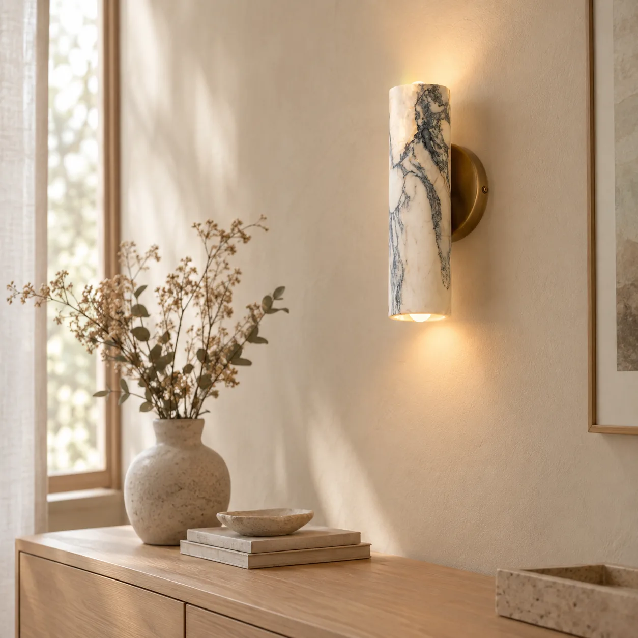Marveld Natuurlijke Marmeren Wandlamp Dubbele Verlichting