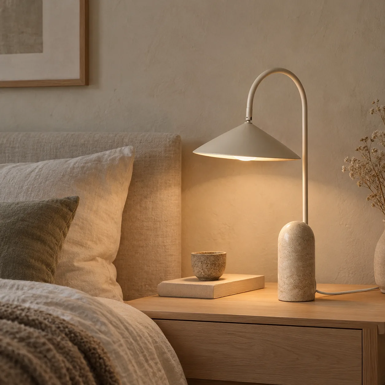 Solvei Deense Minimalistische Boog Tafellamp Marmer