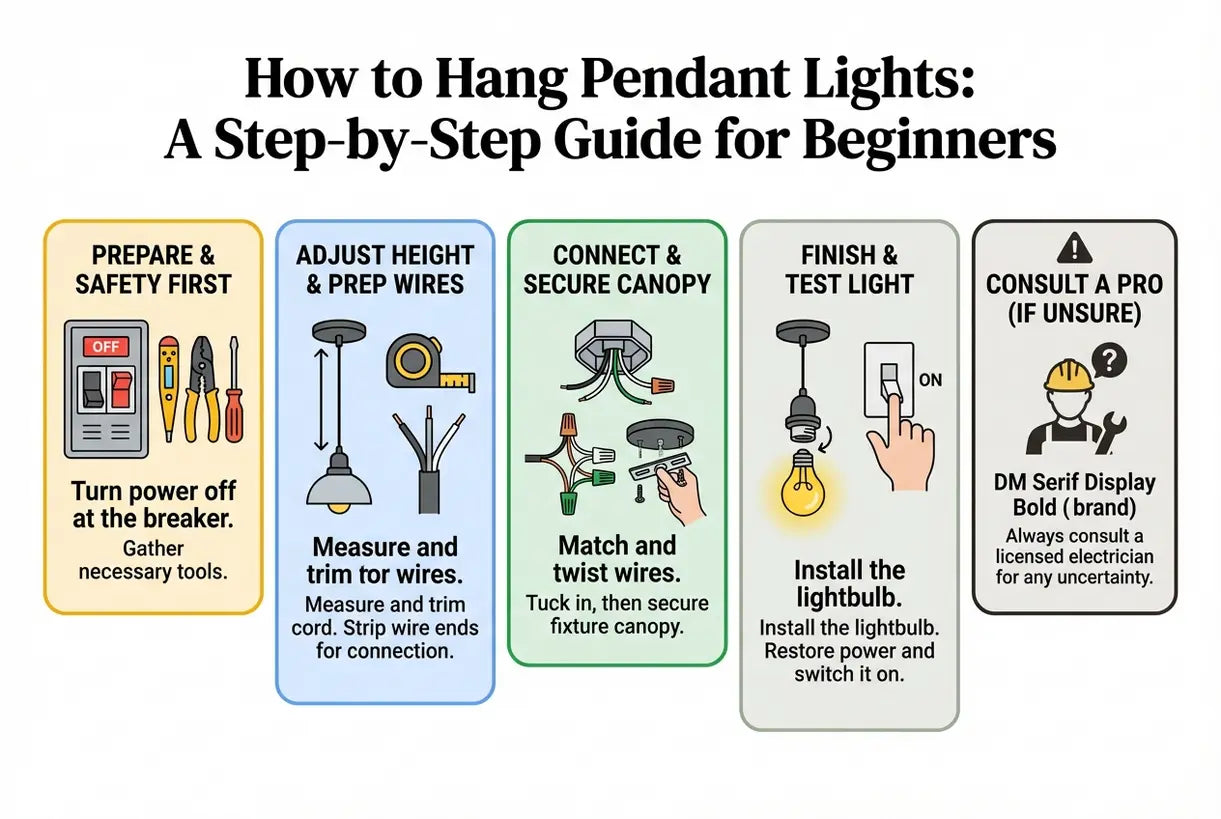 How to Hang Pendant Lights: A Step-by-Step Guide for Beginners - infographic