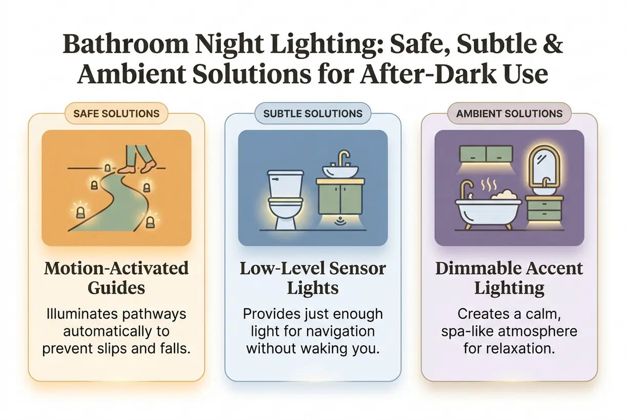 Bathroom Night Lighting: Safe, Subtle & Ambient Solutions for After-Dark Use - infographic