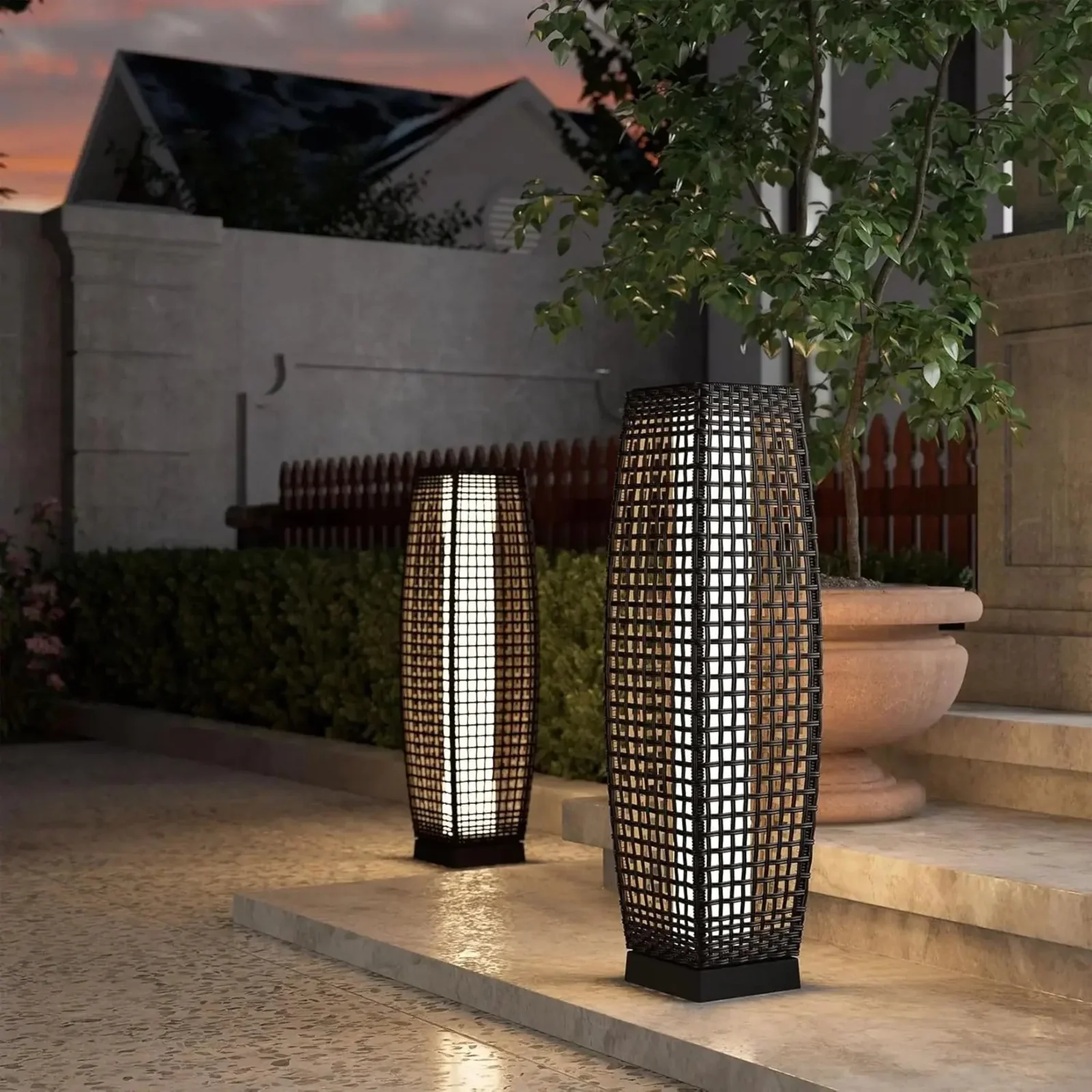 Solvik Art Deco Solar Patio Floor Lamp - No Wiring, Landscape Pathway Lighting, Outdoor