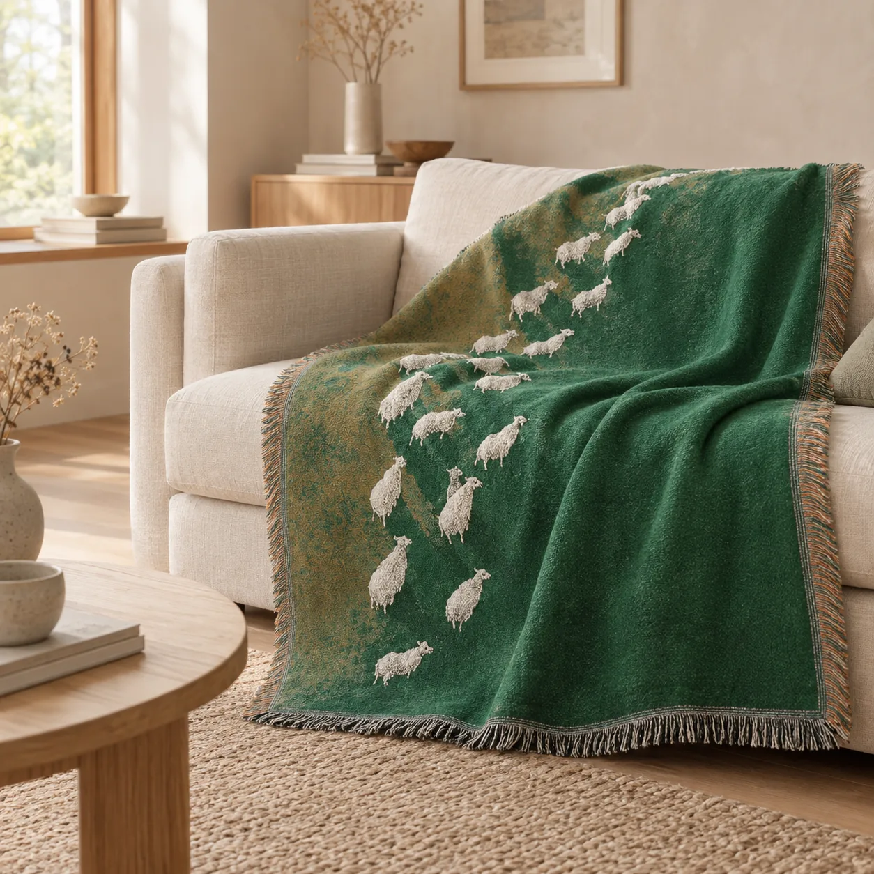 Engdal Ombre Groene Plaid met Kwastjes