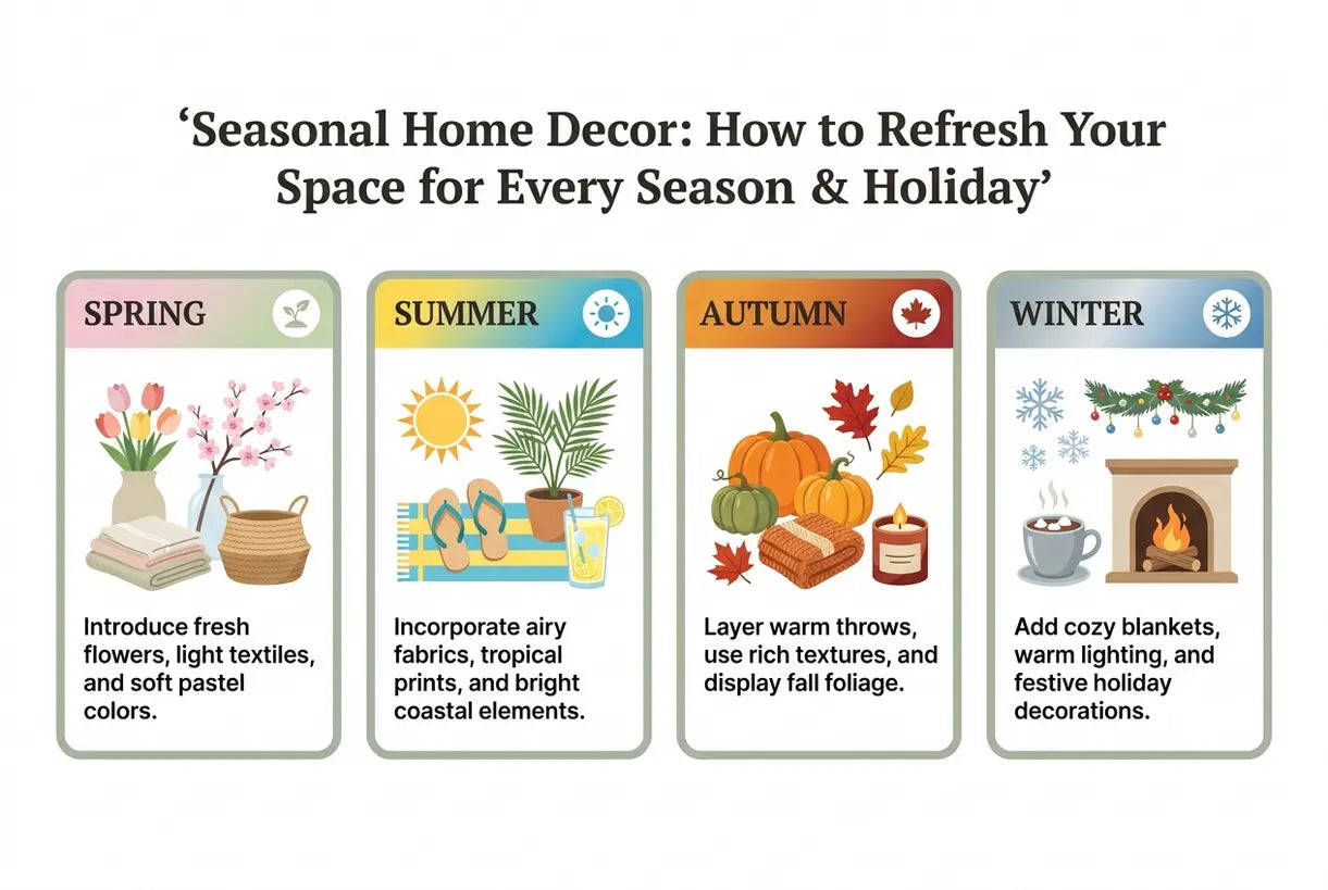 Seasonal Home Decor: How to Refresh Your Space for Every Season & Holiday - infographic