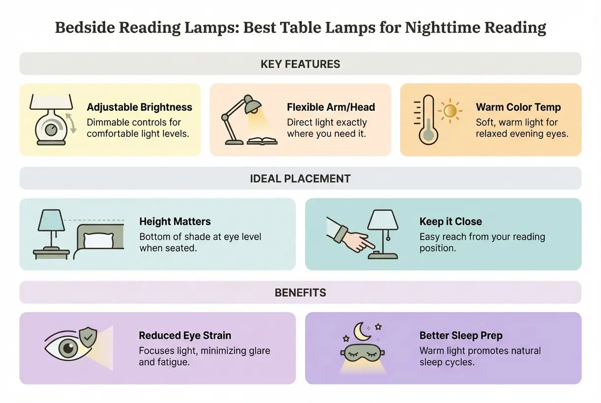 Nachtleeslampen: Beste tafellampen voor nachtlezen - infographic