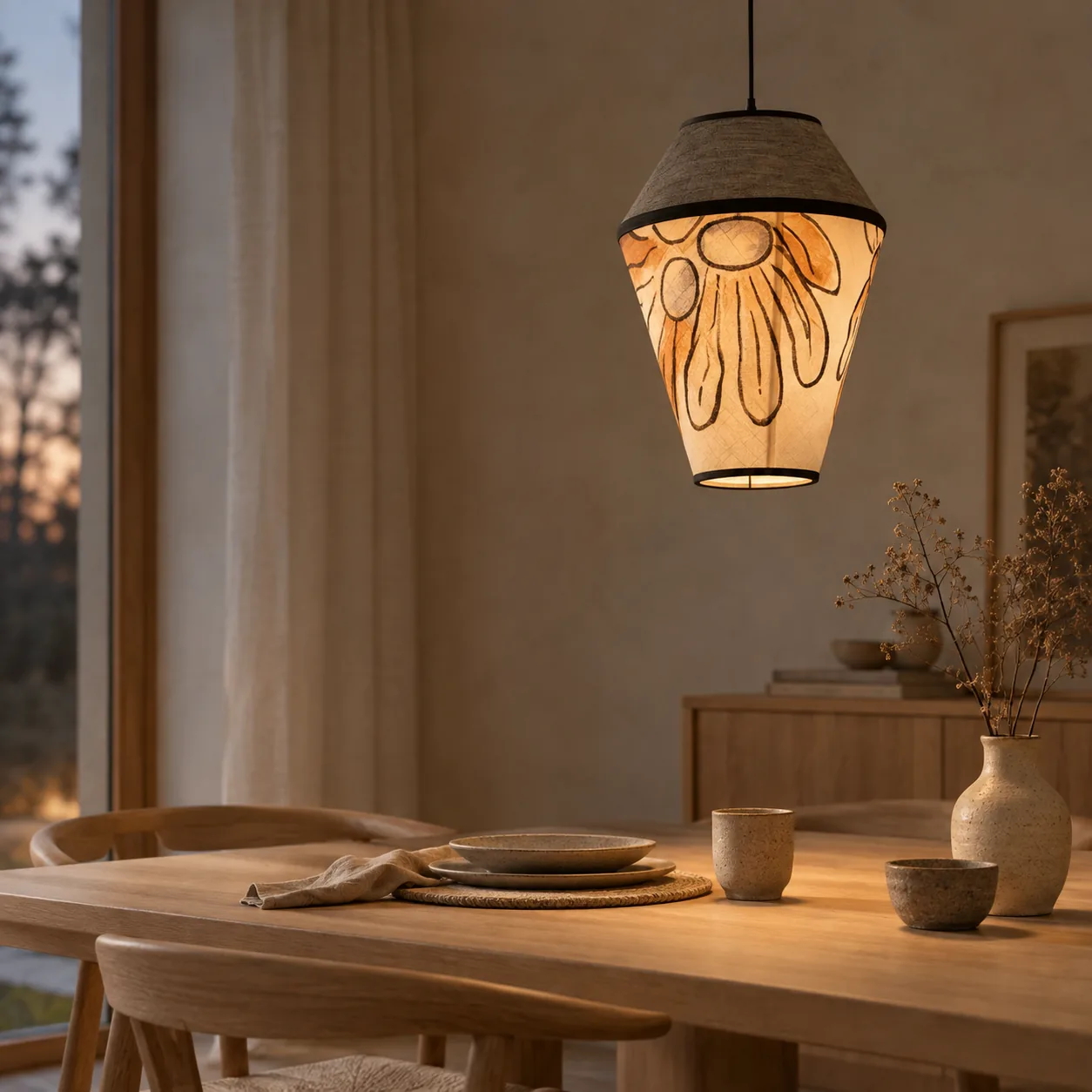 Fletta Wabi-Sabi handgemaakte stoffen hanglamp