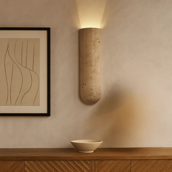 Glodsten Gesneden Travertin Steen LED Wandlamp