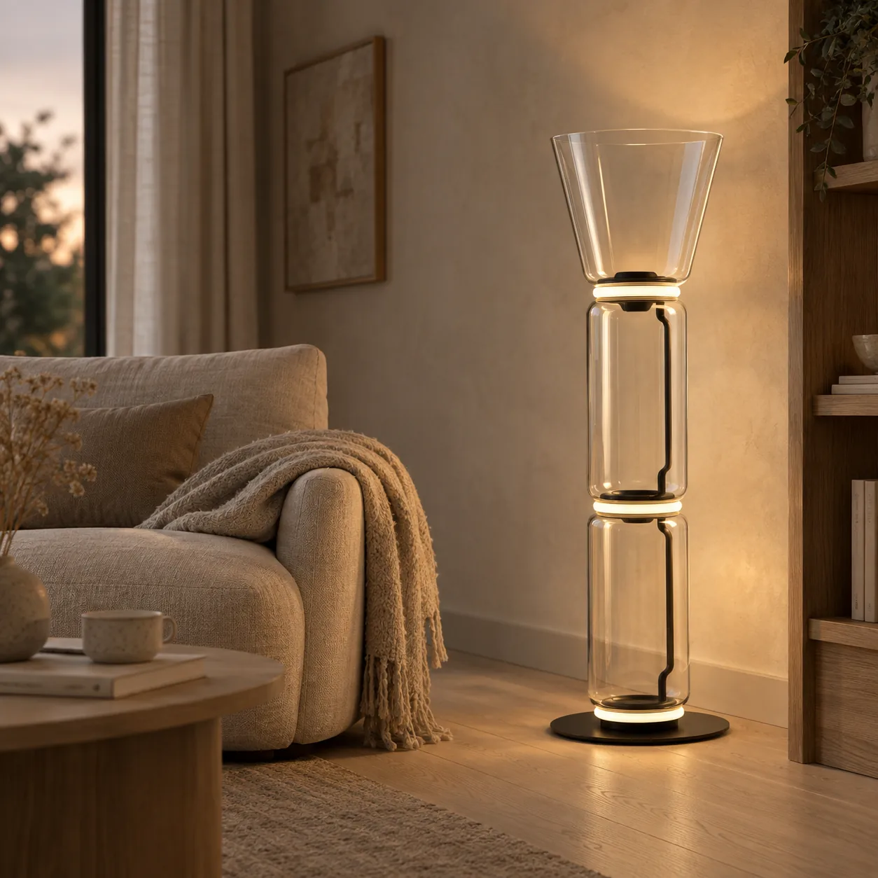 Glødra Mondgeblazen Glazen Sculpturale Vloerlamp