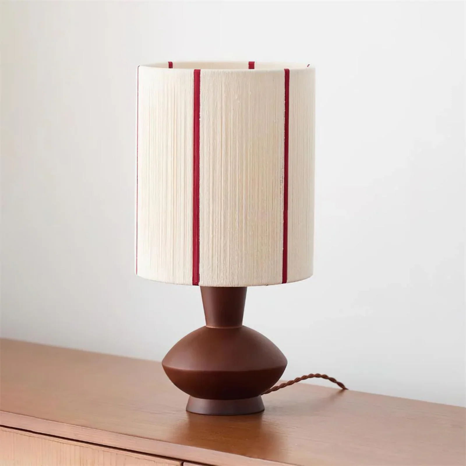 Rustic Solid Wood Table Lamp with Hemp Rope Accent, Lamps, Vedra Vintage
