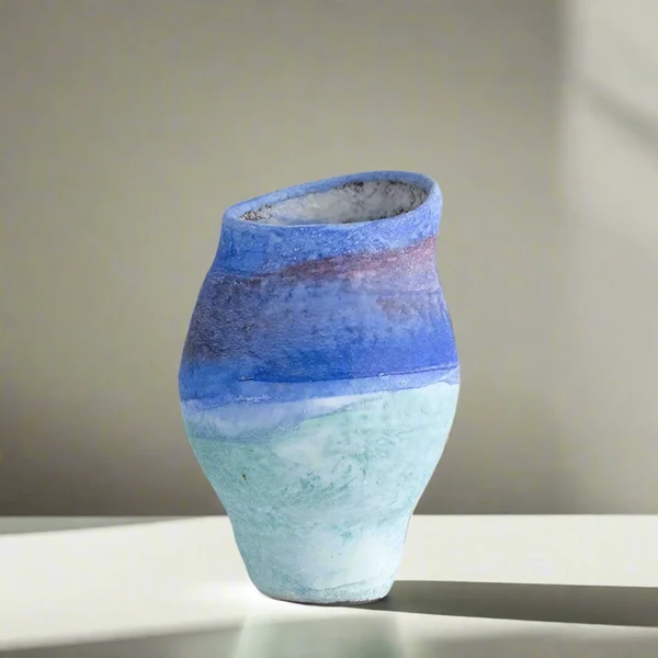 Dyvna Blauw Gradiënt Keramische Vaas voor Woondecoratie