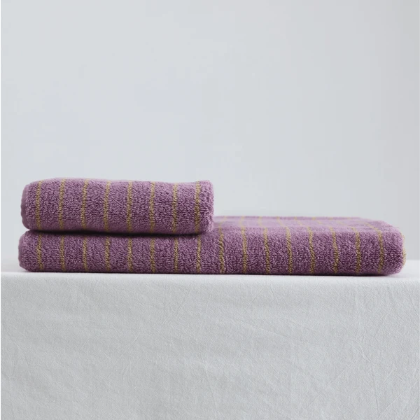 Lindvev Lavender Stripe 100% Cotton Towel Set