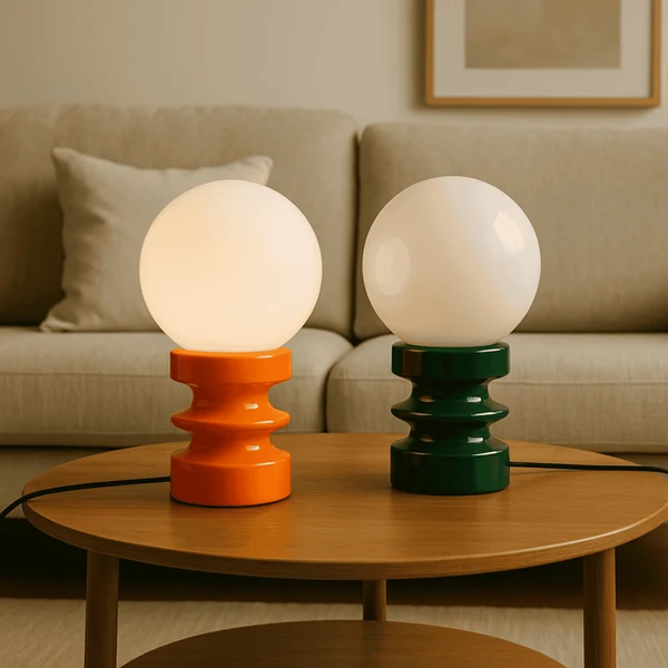 Gloda Retro Glazen Tafellamp met Amber Gloed