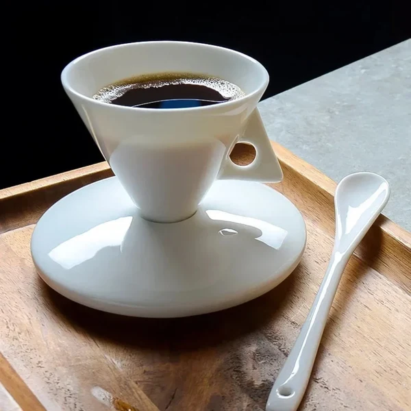 Hvita Bone China Coffee Cup Set for 4 Guests