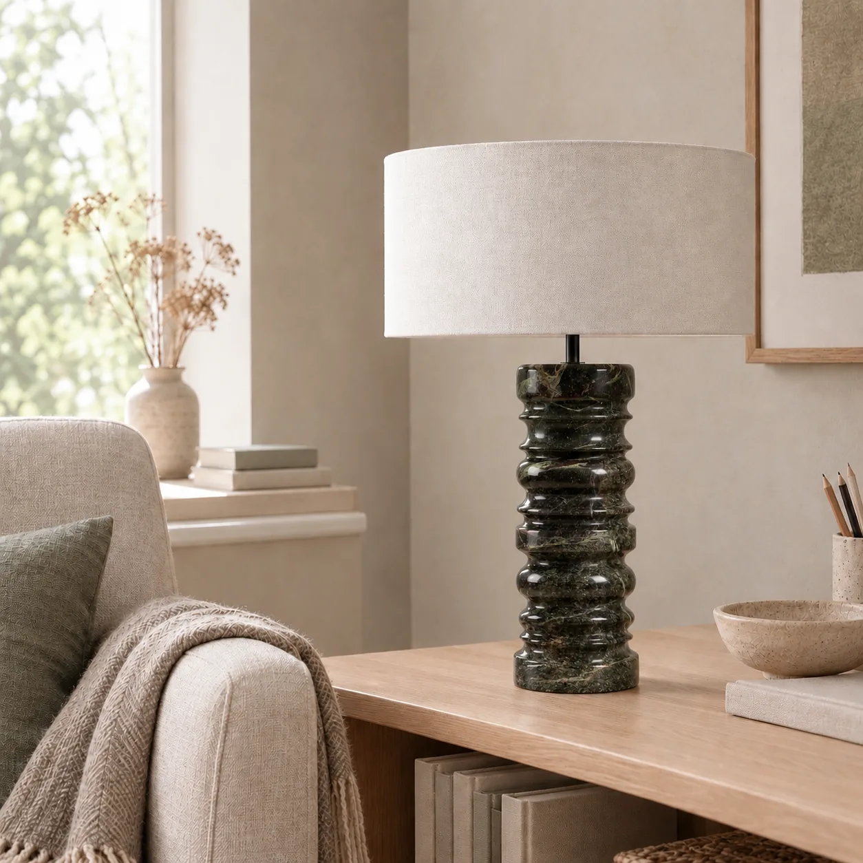 Svirla Skulpturale Marmor Tischlampe Nordisches Design