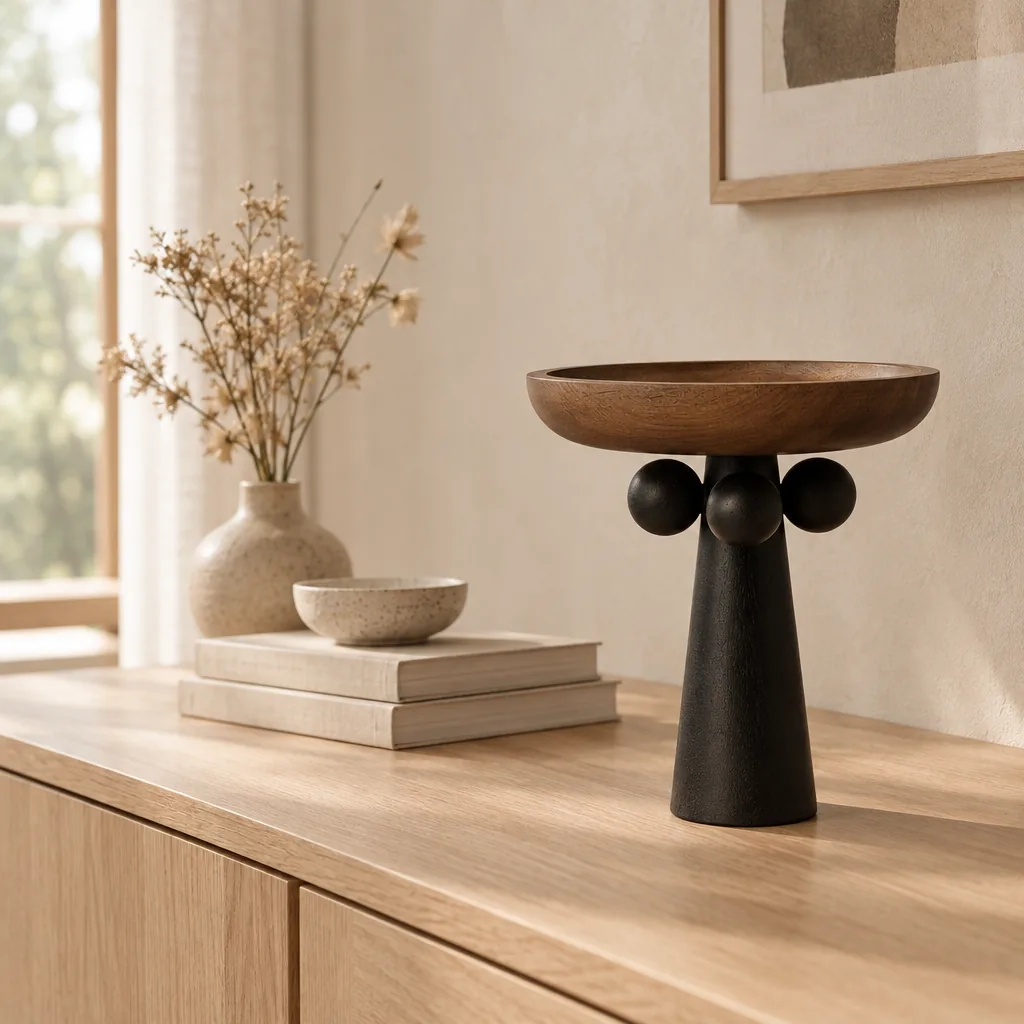 Dreva Sculpturale Houten Voetstuk Display Dienblad