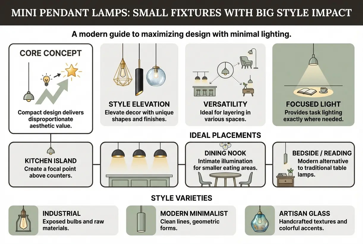 Mini-pendellampen: Kleine armaturen met grote stijl impact - infographic