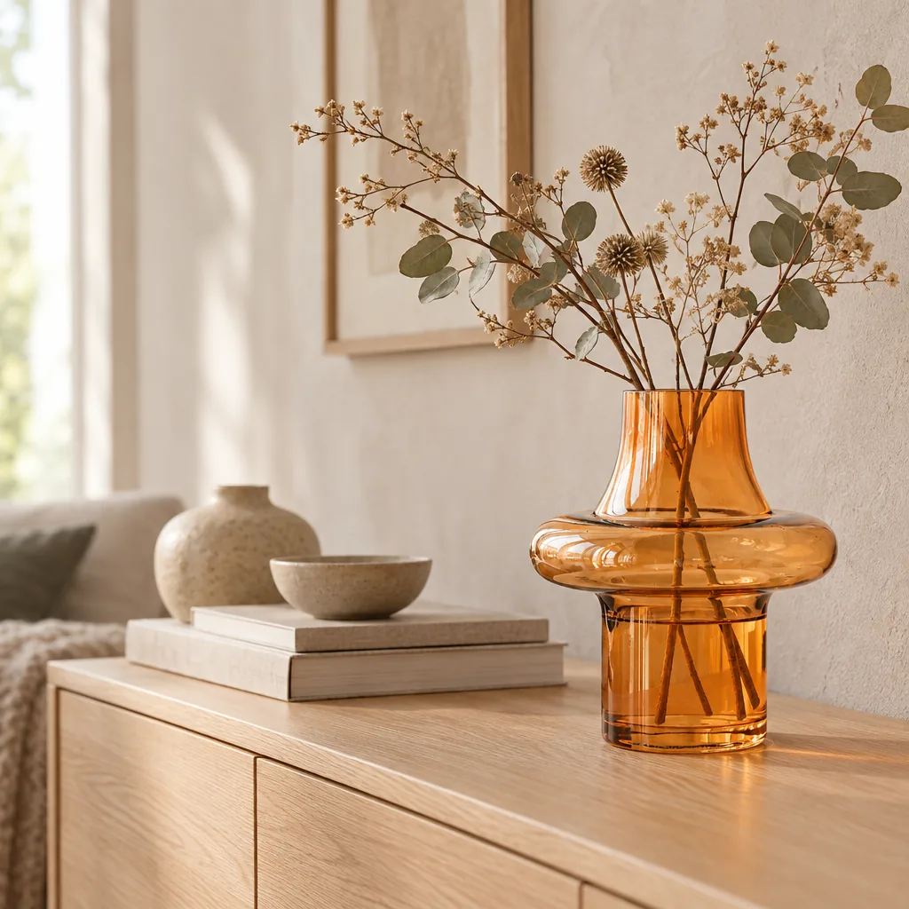 Glovik Amber Geometrische Glazen Sculpturale Vaas